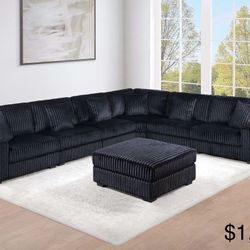 Black XL Modular Sectional Sofa 