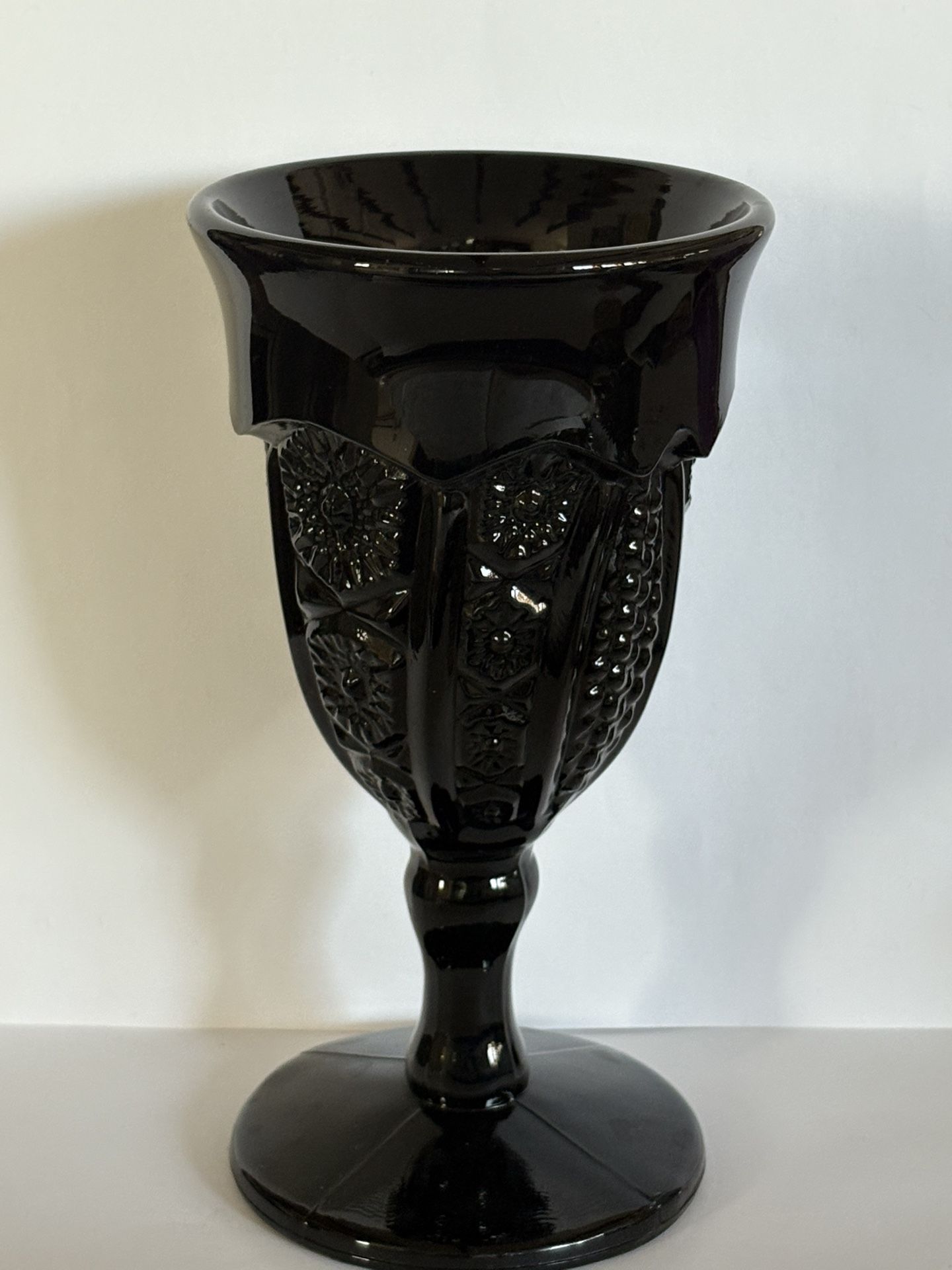Vtg Tiara Black Indiana Goblet/Wine Goblet