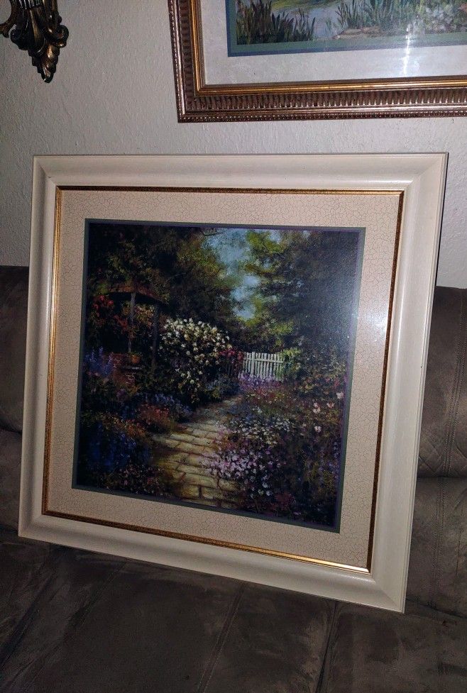Home Interiors White Picket Fence Garden Picture Frame