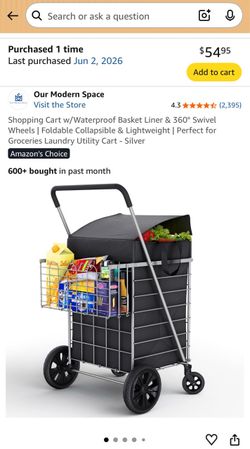 Large Shopping Cart with Liner