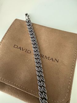 David Yurman curb chain bracelet sterling silver and pave black diamonds