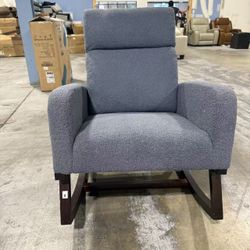 Topeakmart Upholstered Rocking Chair Nursery Modern Accent Chair with Wood Legs Side Pocket Armchair Glider Rocker for Nursery Living Room Bedroom Lou