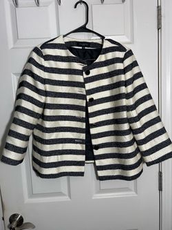 Talbots Black and White Striped Tweed Jacket