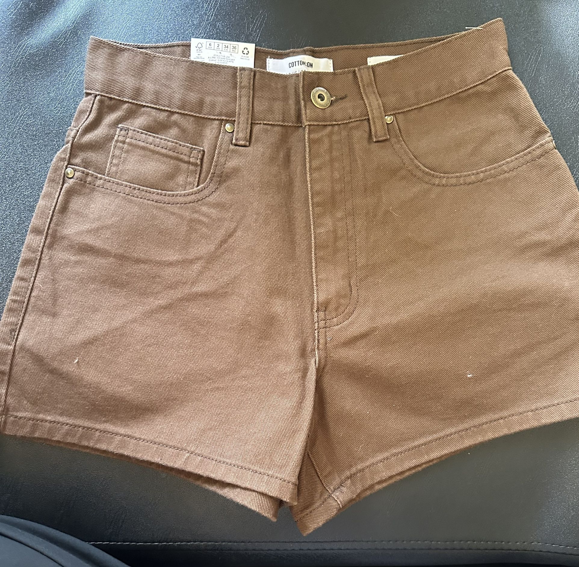 NWT Cotton On Brown Denim Women's Shorts size 6