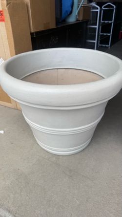 Large Light Gray Plastic Planter Pot