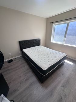 Queen size storage bed frame and mattress