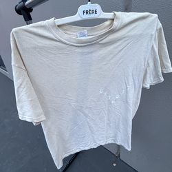 Gildan Heavy Cotton Men's Graphic T-Shirt Beige Crew Neck Size M Short Sleeve