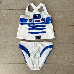 Disney Store Girls Star Wars R2-D2 Swimsuit 2 PC set size 9/10
