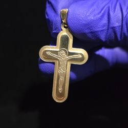 925 sterling silver gold finish cross pendant 