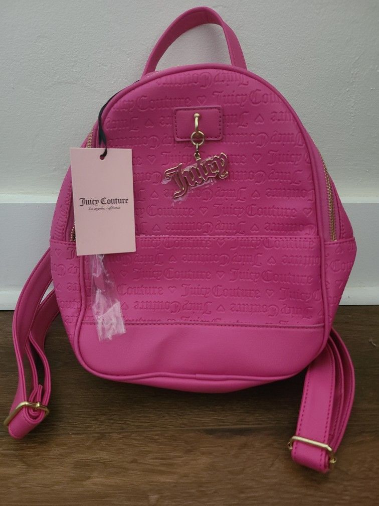 NEW Juicy Couture Fuschia Heart Soul Embossed Logo Handbag Backpack Purse