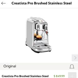 Nespresso Creatista Pro Espresso Machine (Brushed Stainless Steel) – Used