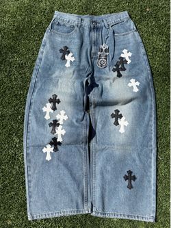 Extra Baggy Fit Chrome Heart Jeans