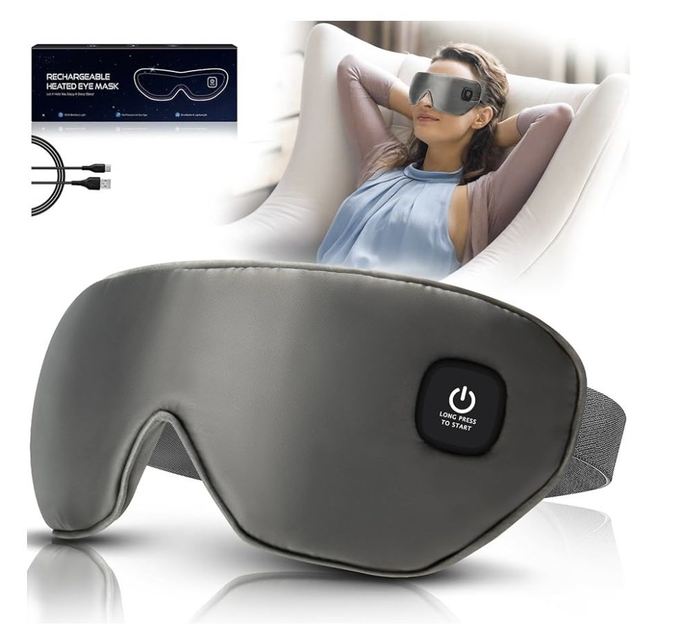 Cordless Heated Eye Mask {NEW}, Washable Dry Eye Mask Warm Eye Compress Mask with Flaxseed, USB Electric Eye Heating Pad for Stye Sinus Blepharitis MG