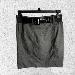 Maurices Gray/Black Checked Skirt w Belt Wm 3/4