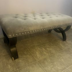 Grey Tufted Bench