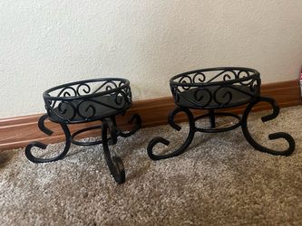 Set of iron wrought candle holders