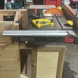Classic Ridgid TS2412 Table Saw - Very Good Condition with custom solid wooden table and drawers,