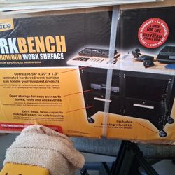 New In Box Hardwood Top Tool Bench On Wheels