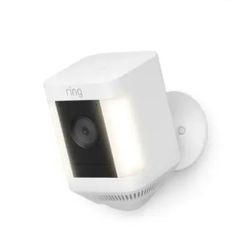 Ring - Spotlight Cam Plus Outdoor/Indoor Wireless 1080p Battery Surveillance Camera - White