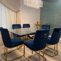Dining Table set of 6  in Royal Blue