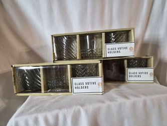 Clear Glass Candle Votives Three 3 Packs (9 Total)