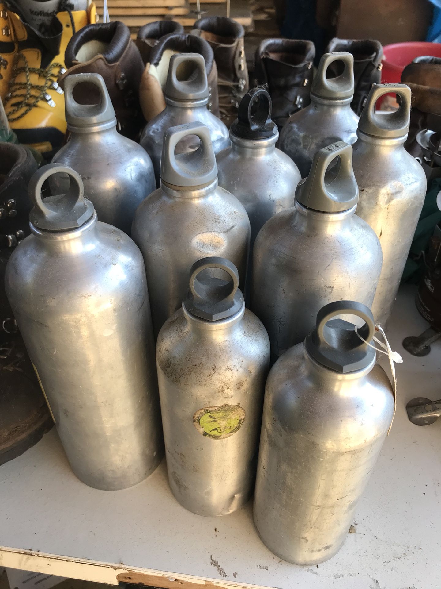 Ten (10) Price reduced! Sigg fuel bottles— 8 large, 2 medium—$50 takes all