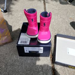Size 5 Pink And Navy Snow Boots