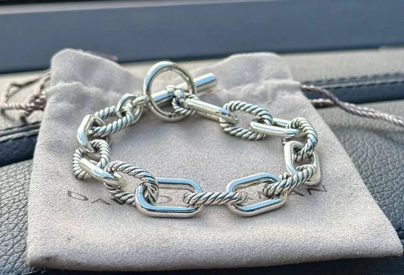 David Yurman Sterling Silver Toogle Oval Link Bracelet Sz Medium