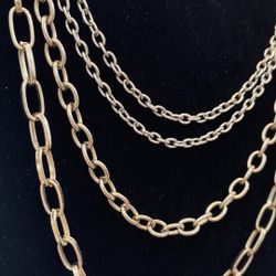 Gold Tone Three Tier Chain Necklace 