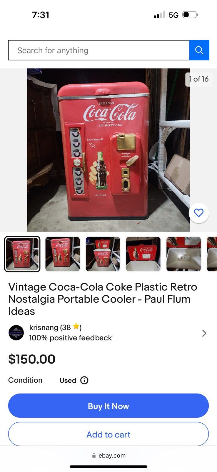 Plastic Retro Coca Cola Cooler