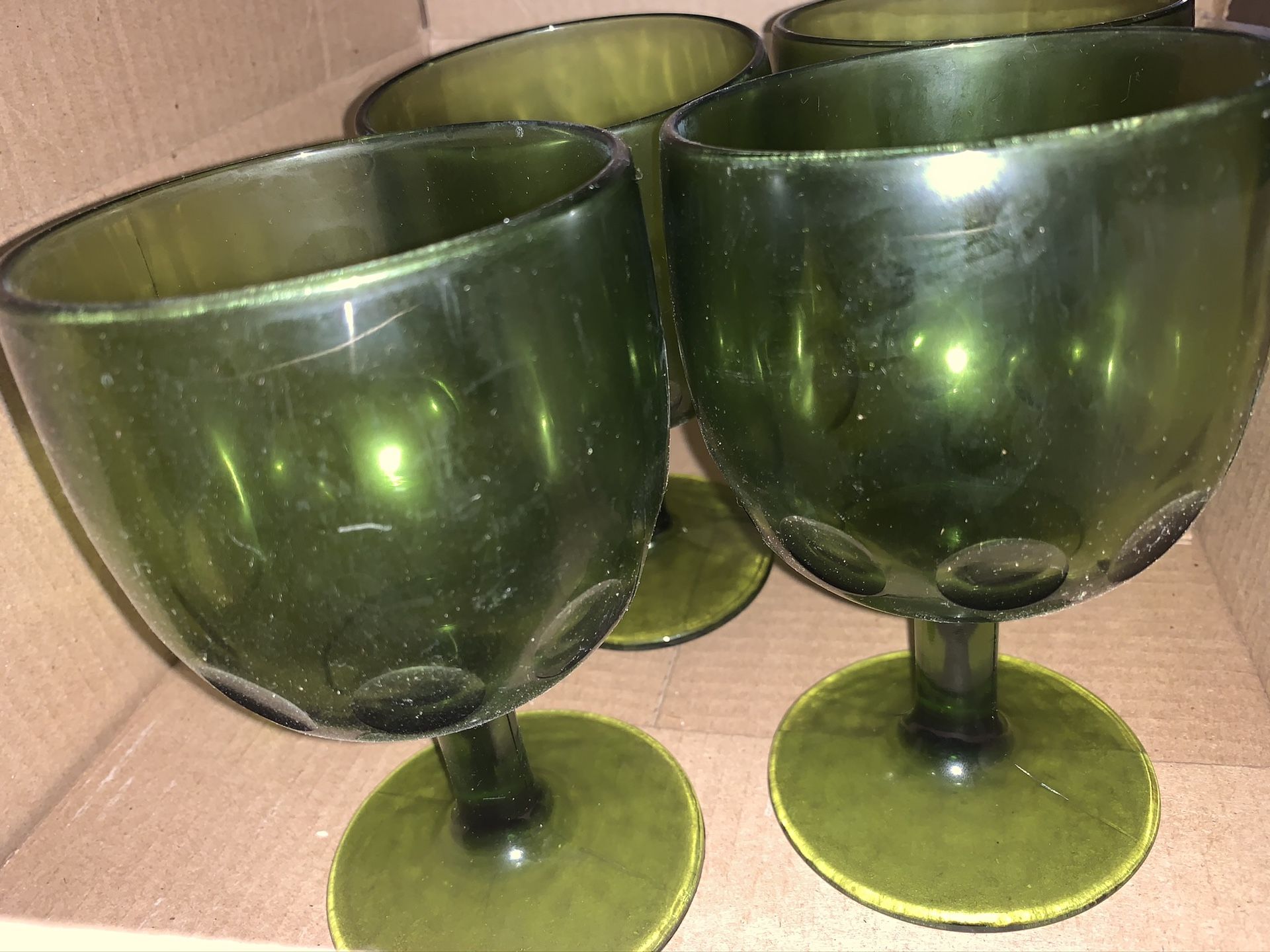 Bartlett Collins Tumbprint Green Goblets