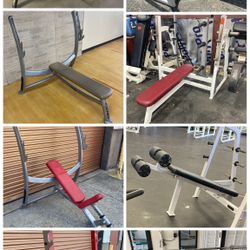 Dozens Of Commercial Olympic Weight Benches Available - Flat /Incline/ Decline/ Shoulder Press/ Adjustable / Utility Bench- Plates Bar Squat Rack