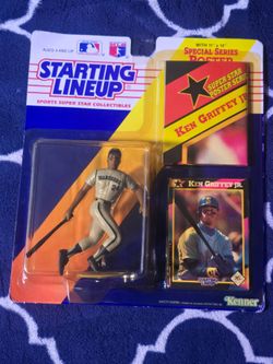 Ken Griffey Jr. 1992 Starting Lineup Figure Poster & Card Sealed New in Box Rare