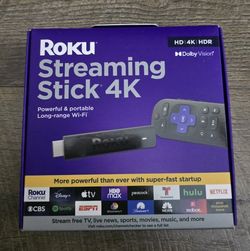 Roku Streaming Stick 4K - HDR & Dolby Vision Roku Streaming Device for TV with Voice Remote & Long-Range Wi-Fi - Free & Live TV