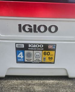 Igloo 60 Qt Wheeled Cooler 4-Day Ice Retention USA Made