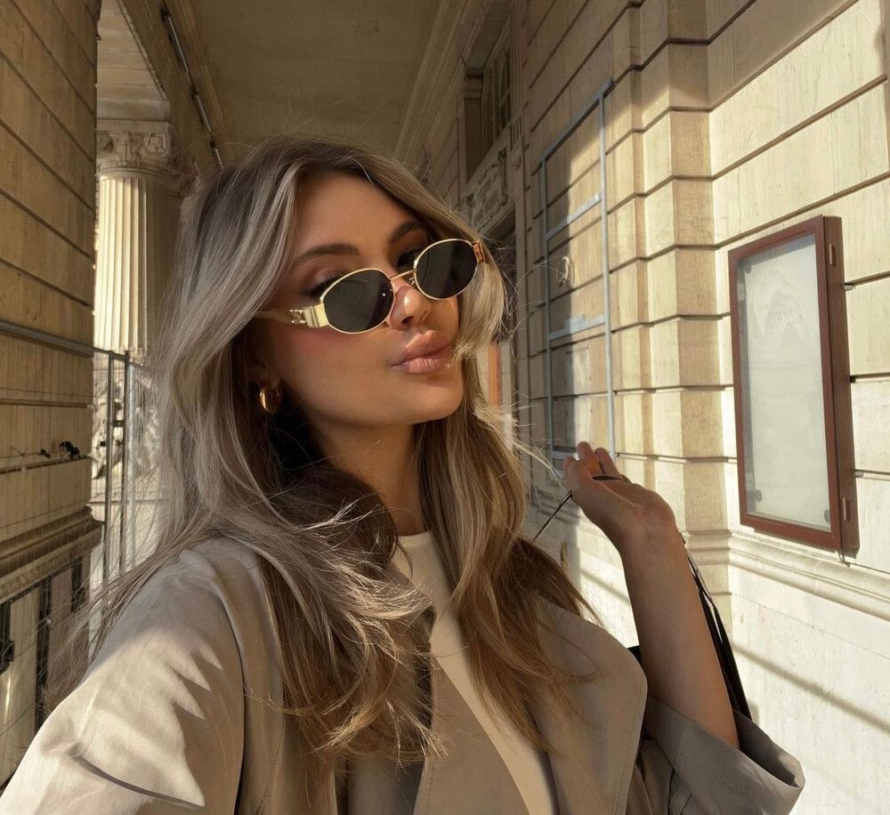 Celine Triomphe Round Sunglasses in Gold
