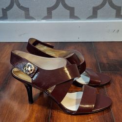 Michael Kors Burgundy Red Heels with Peep-Toe and Slingback Size 8