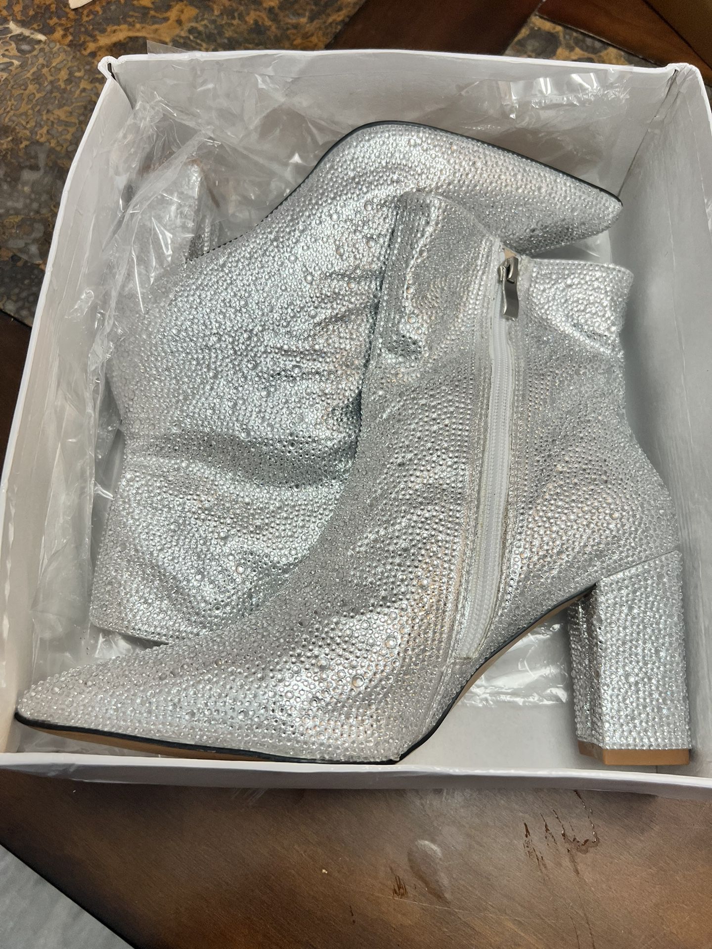 Silver rhinestone wedding/ bridal boots