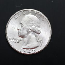 1942p Gem Uncirculated Silver Quarter 