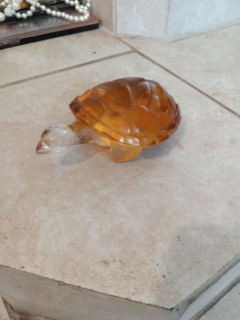Lalique France Carved Crystal Turtle