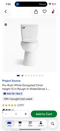 Pro-flush White Elongated Chair height 12-in Rough-In WaterSense 1....