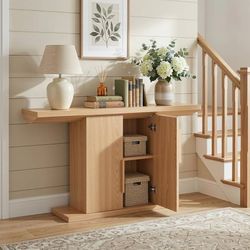 55'' Console Table Farmhouse Sofa Table with Storage, Modern Hallway Table with