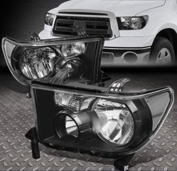 Black Housing Clear Corner Headlights Compatible with 07-13 Tundra / 08-17 Sequoia