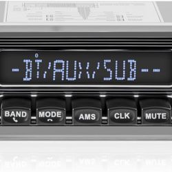 Retro Vintage Radio for Classic Vehicle - Single Din Bluetooth Car Stereo with AM FM USB AUX EQ Subwoofer RCA Output