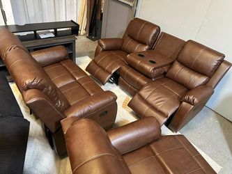 Brown Reclning Sofa Set Three Pieces Brand New In The Box ONLY $949