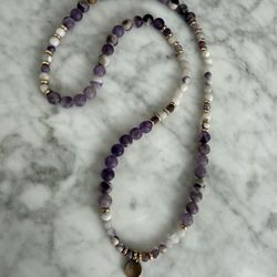 Matte Amethyst & Agate Boho Layering Bracelet 