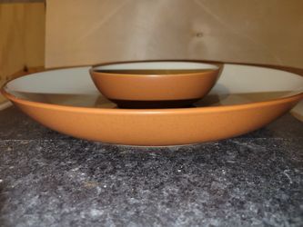 Noritake Colorwave chip and dip bowl in terracotta