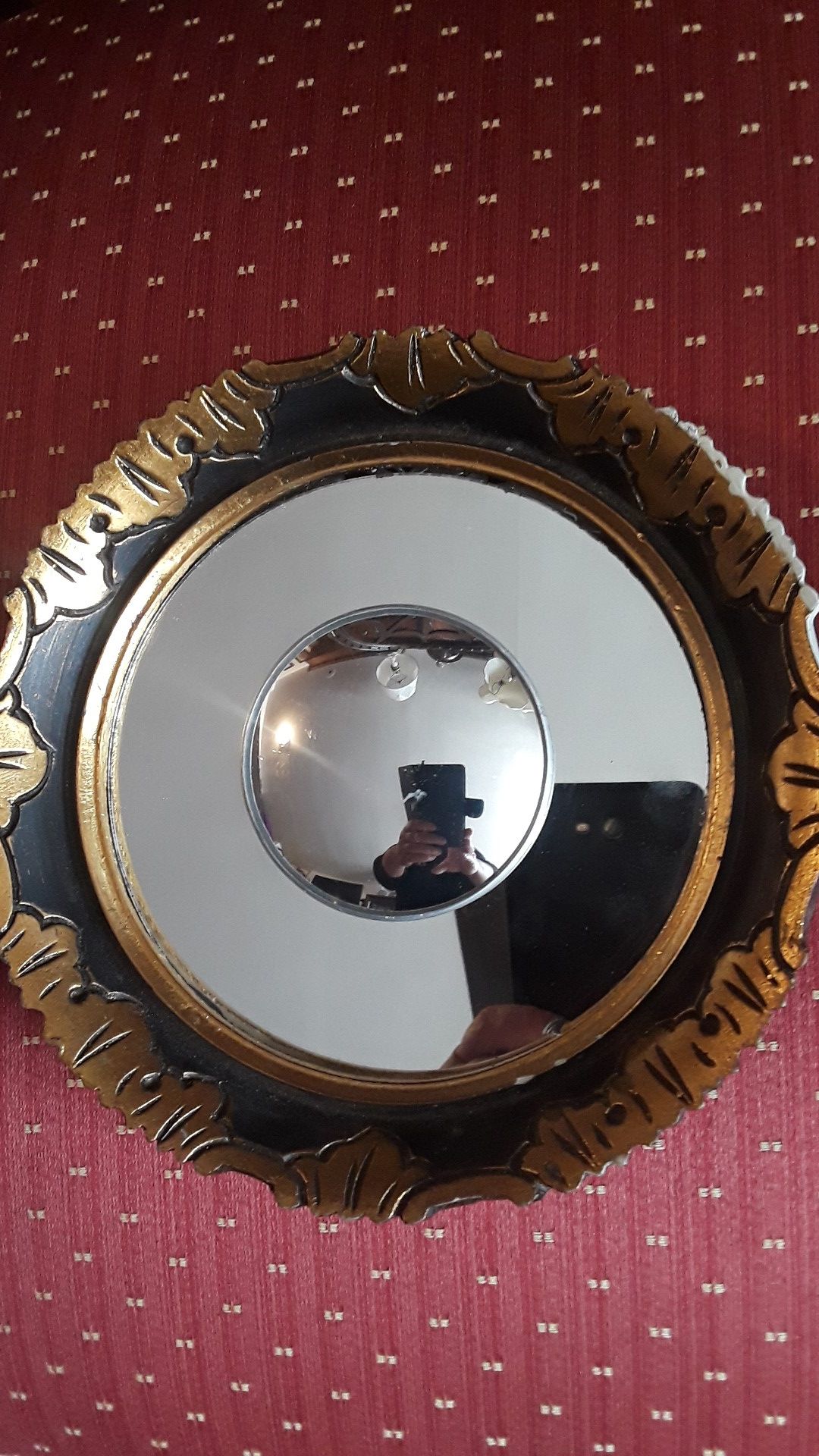 Gorgeous Antique small round wall mirror. 8" diameter. BEST OFFER!!