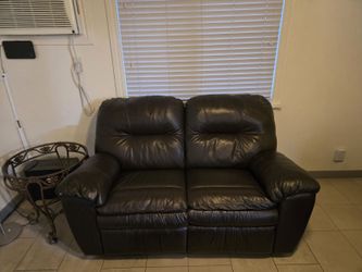 Living room set – leather recliner sofa + loveseat + 2 tables – $500
