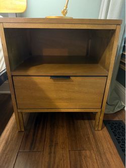 Large nightstand, brown finish with drawer